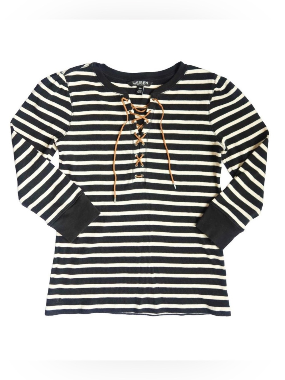 Ralph Lauren Striped Suede Lace-Up Top